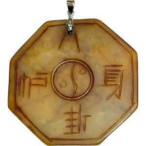 Vintage Hand Carved Octagon Agate Decorative Pendant